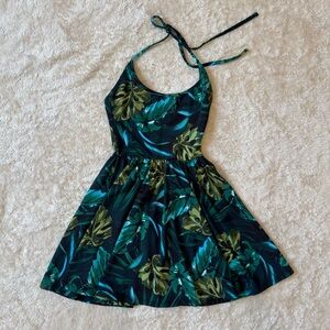 American Apparel Nylon Tricot Halter Dress Navy Blue Tumblr Style Tropical Sz S
